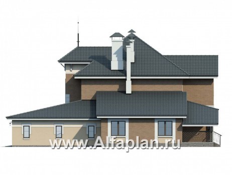 Проекты домов Альфаплан - 137Б «Феникс» + СПА-центр 288В - удобный дом с комплексом для отдыха - превью фасада №2