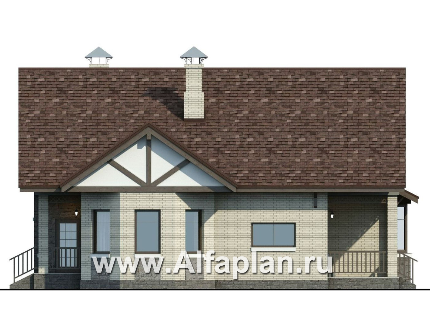 Проекты домов Альфаплан - «Зальцбург» - рациональный план дома, двускатная крыша - изображение фасада №2