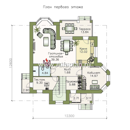 Проекты домов Альфаплан - «Зальцбург» - дом с рациональной планировкой - превью плана проекта №1