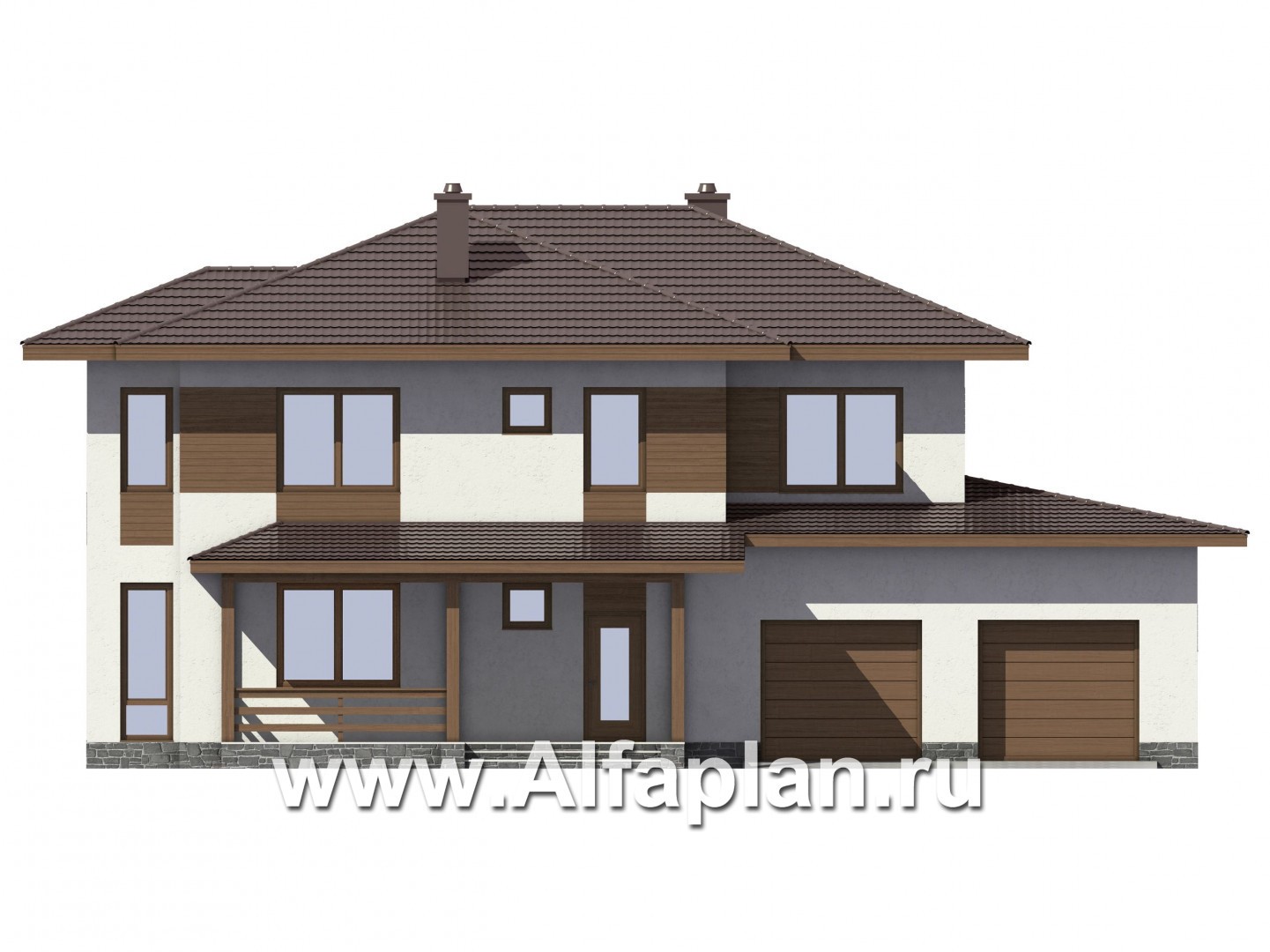 Проекты домов Альфаплан - Комфортный дом для большой семьи - изображение фасада №1