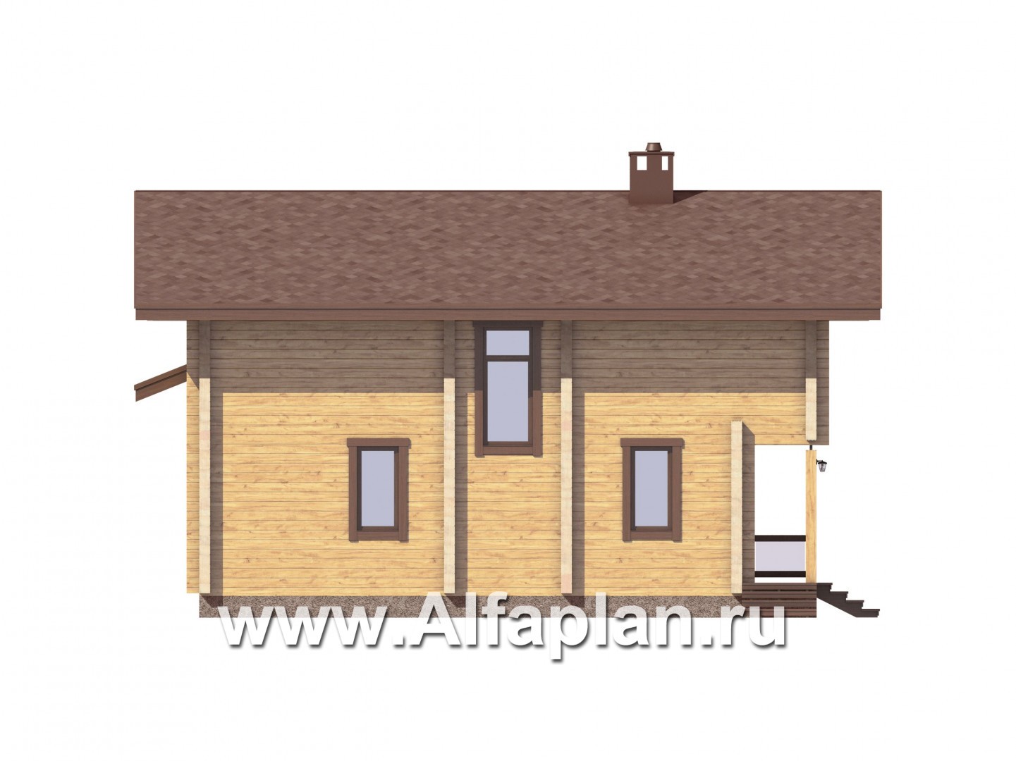 Проекты домов Альфаплан - Дом из бруса с красивой двусветной гостиной - изображение фасада №2