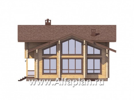 Проекты домов Альфаплан - Дом из бруса с красивой двусветной гостиной - превью фасада №3