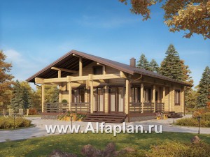 Проекты домов Альфаплан - Удобная современная дача с большой угловой террасой - превью основного изображения