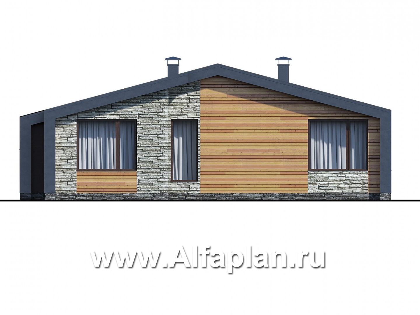 Проекты домов Альфаплан - «Гамма» - стильный каркасный дом с сауной - изображение фасада №4