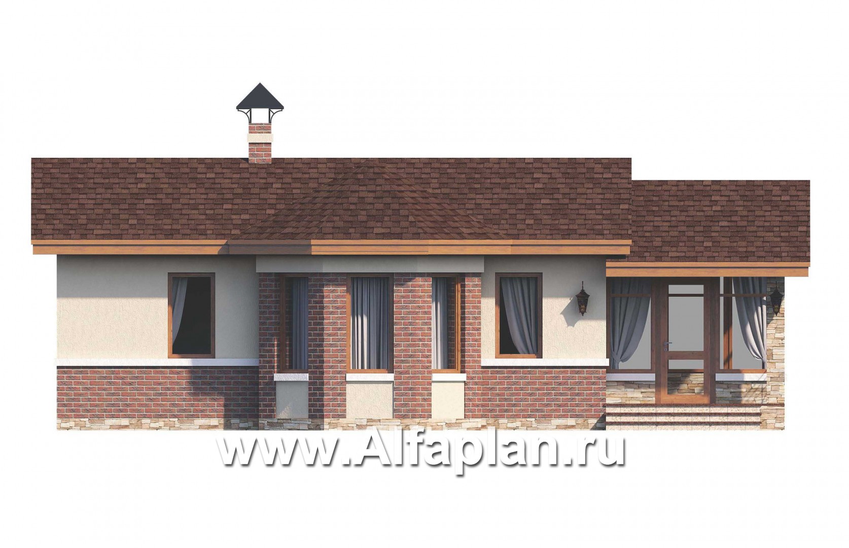 Проекты домов Альфаплан - Проект современной бани с верандой - изображение фасада №1