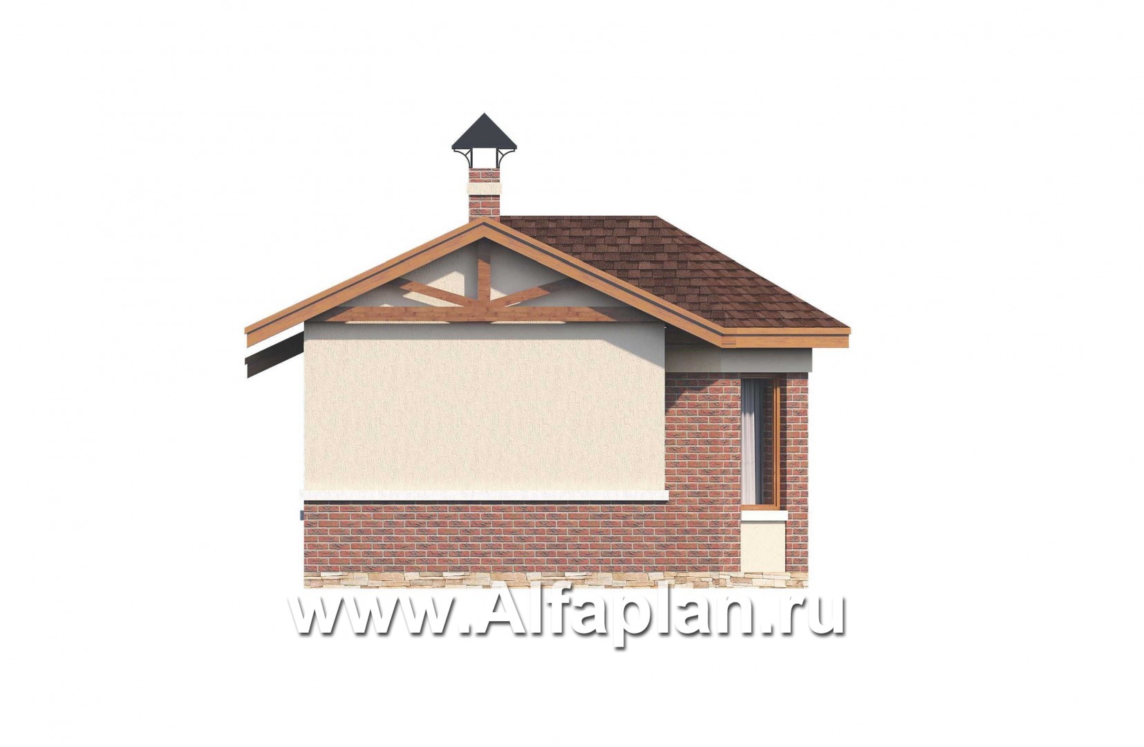 Проекты домов Альфаплан - Удобная современная баня с верандой - изображение фасада №3