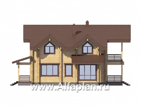 Проекты домов Альфаплан - Загородный дом из бруса для большой семьи - превью фасада №4