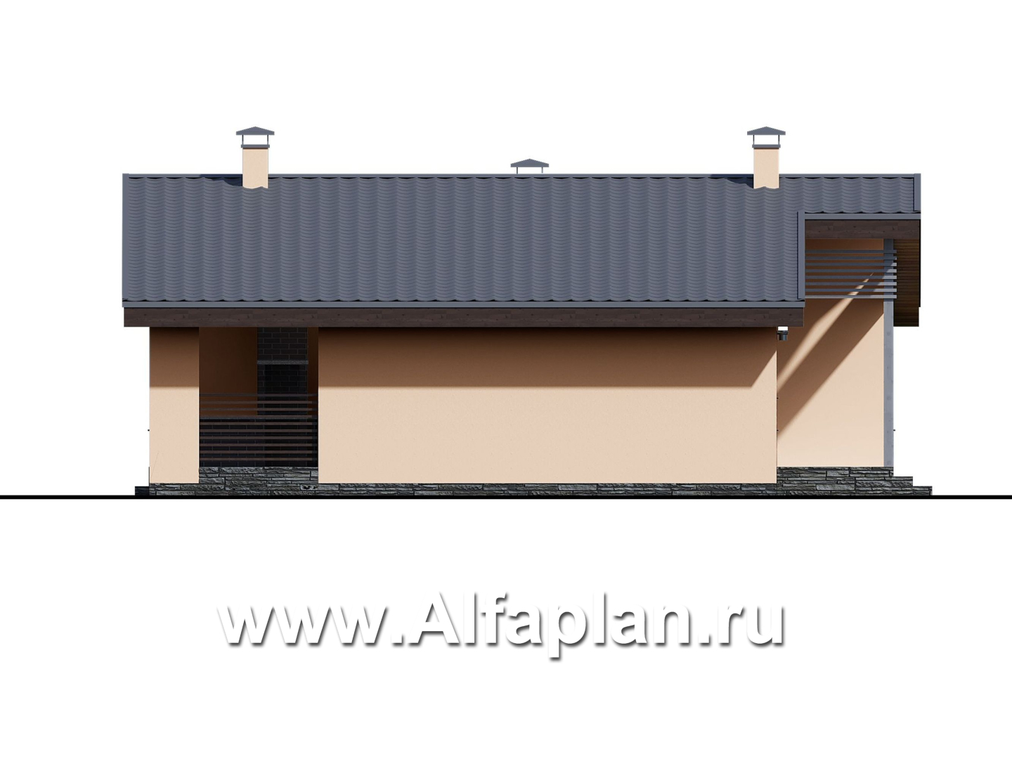 «Дельта» - проект одноэтажного дома с террасой, в скандинавском стиле - фасад дома