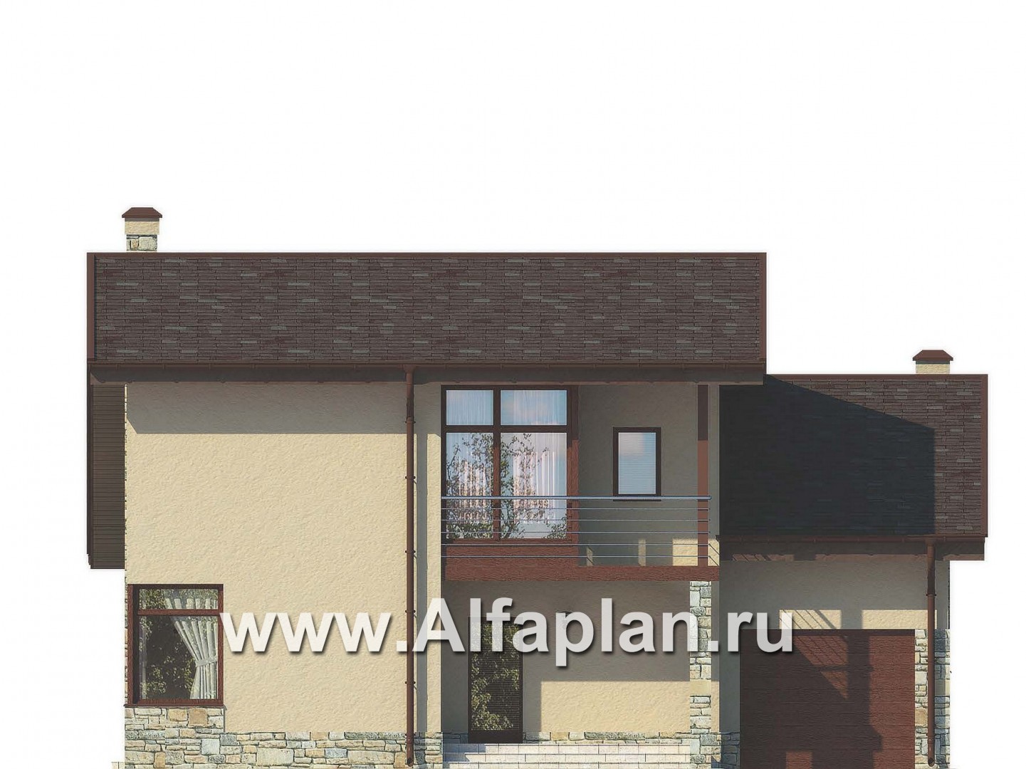 Проекты домов Альфаплан - Уютный загородный дом из газобетона - изображение фасада №1