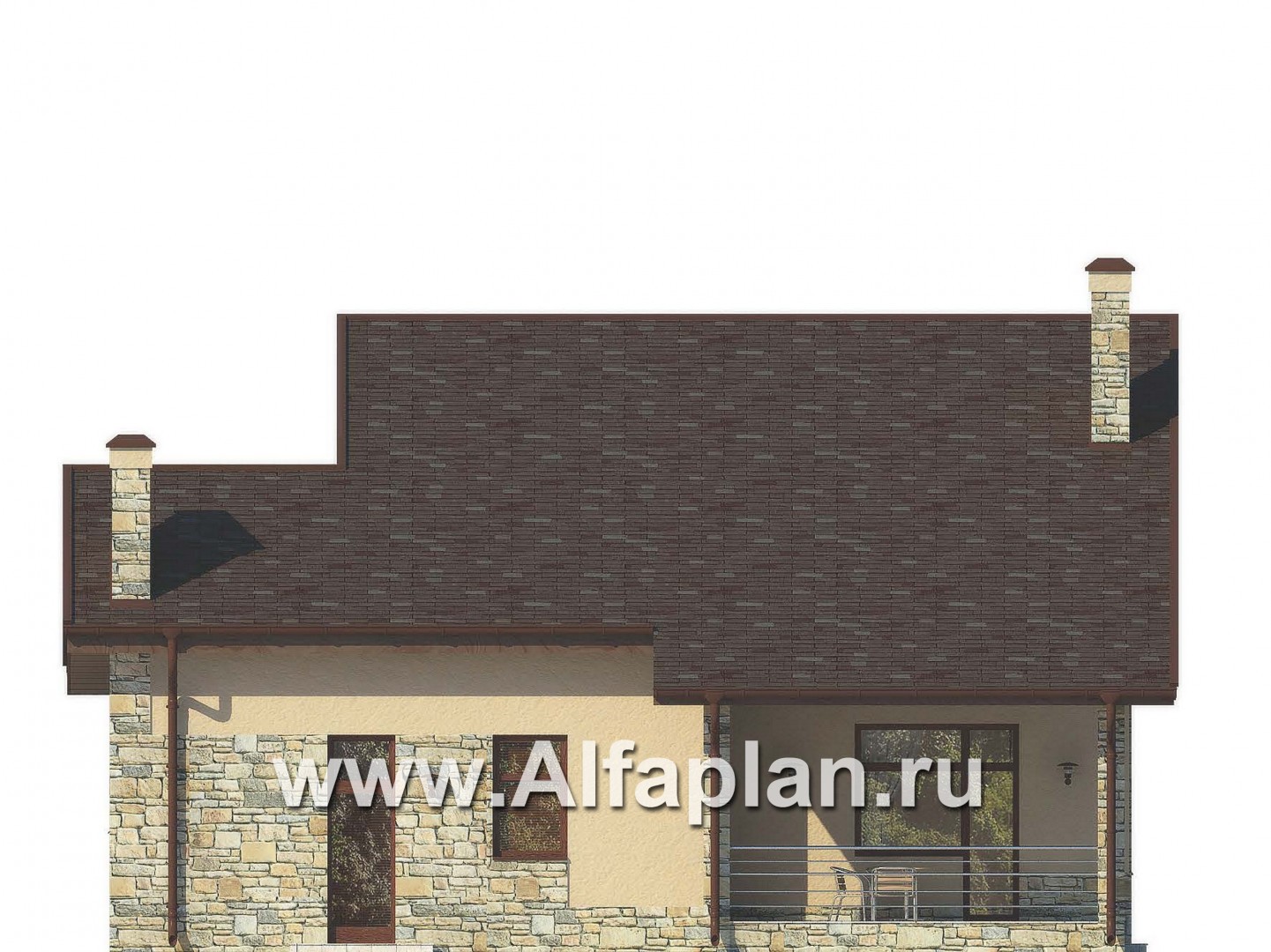Проекты домов Альфаплан - Уютный загородный дом из газобетона - изображение фасада №4