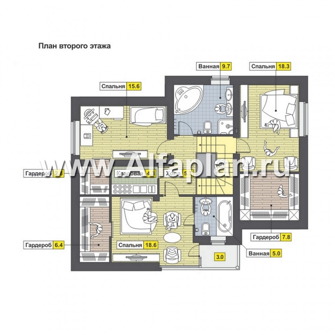 Проекты домов Альфаплан - Уютный загородный дом из газобетона - изображение плана проекта №2
