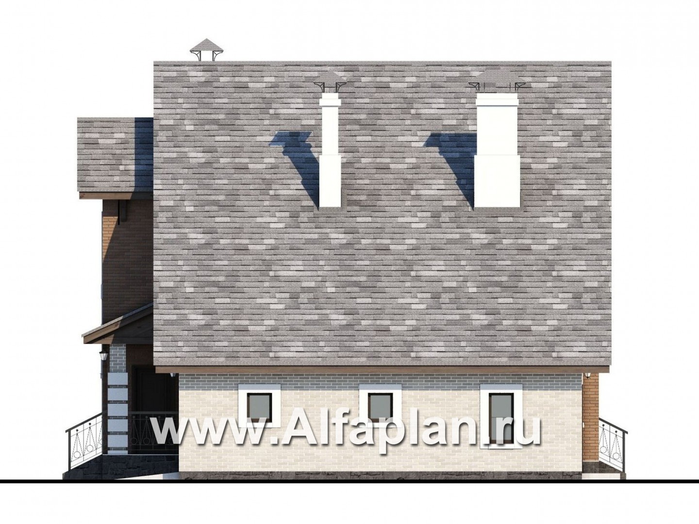 Проекты домов Альфаплан - «Виконт» - коттедж с гаражом и простой двускатной кровлей - изображение фасада №2