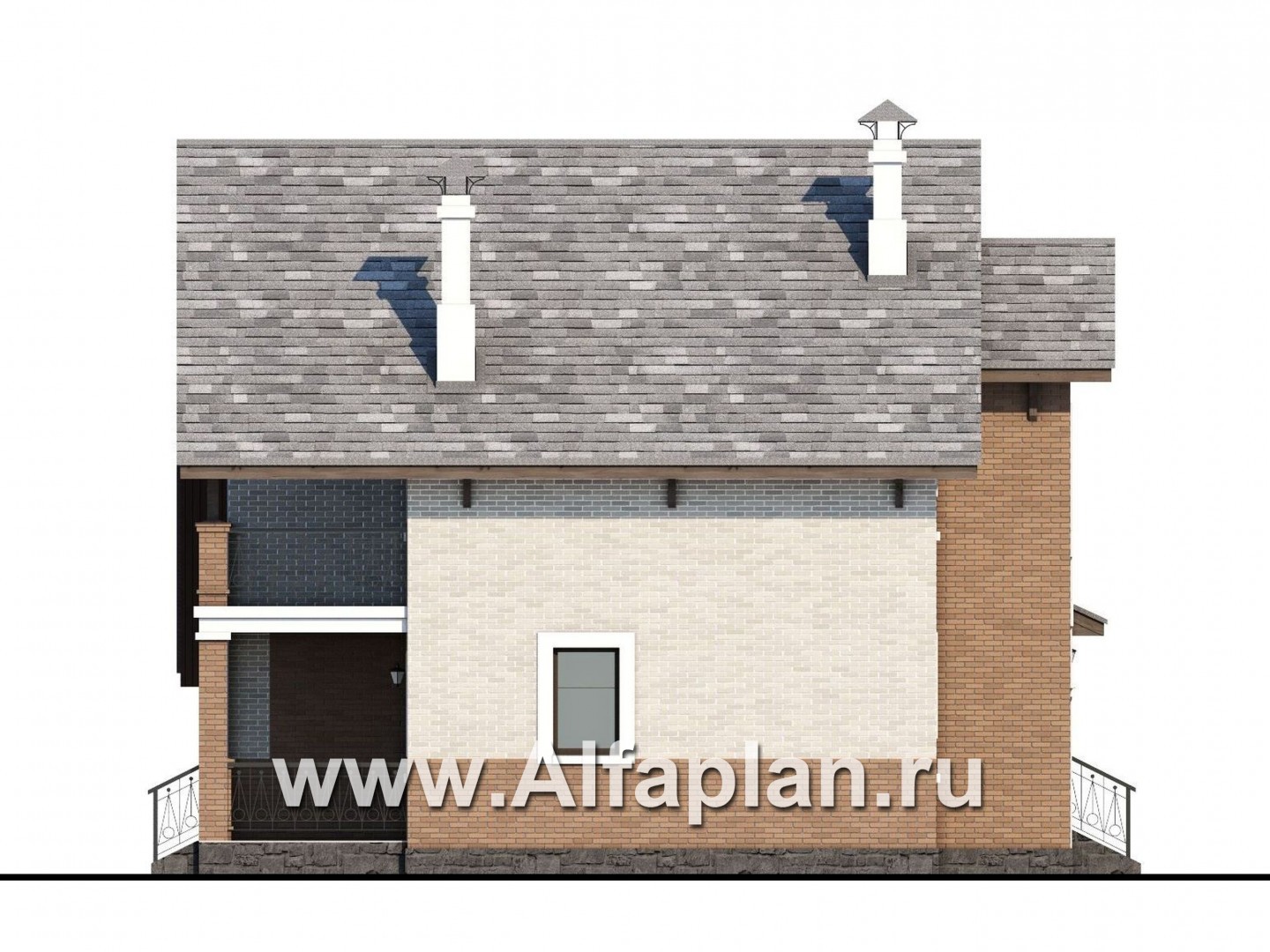 Проекты домов Альфаплан - «Виконт» - коттедж с гаражом и простой двускатной кровлей - изображение фасада №3