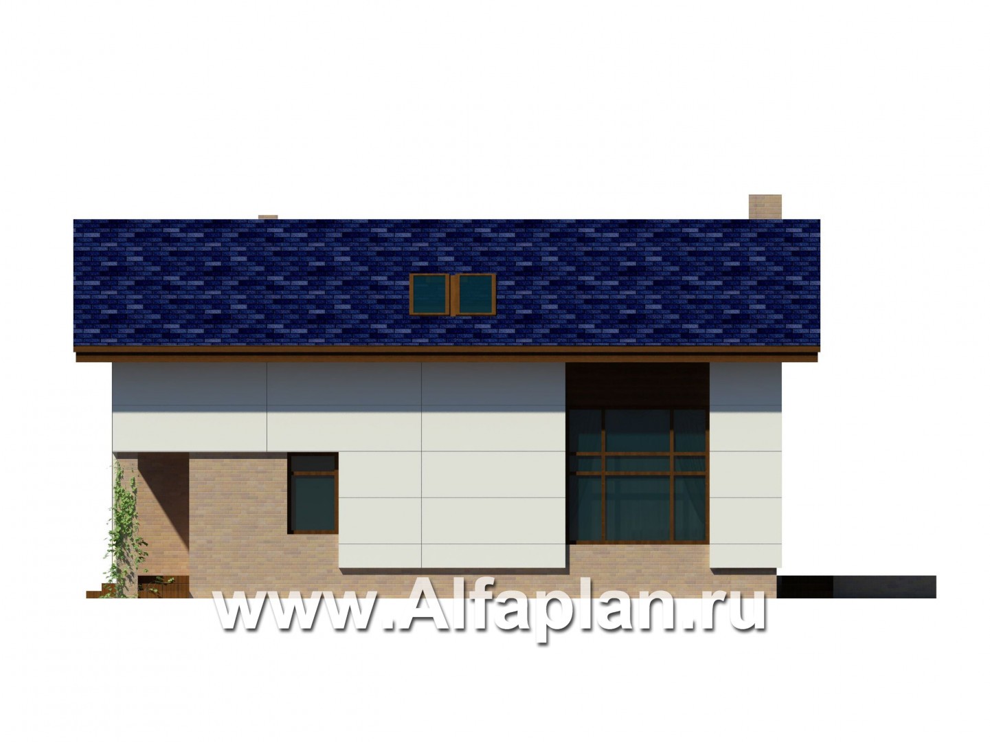 Проекты домов Альфаплан - Современный каркасный коттедж для узкого участка - изображение фасада №4