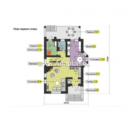 Проекты домов Альфаплан - Коттедж в английском стиле - превью плана проекта №1