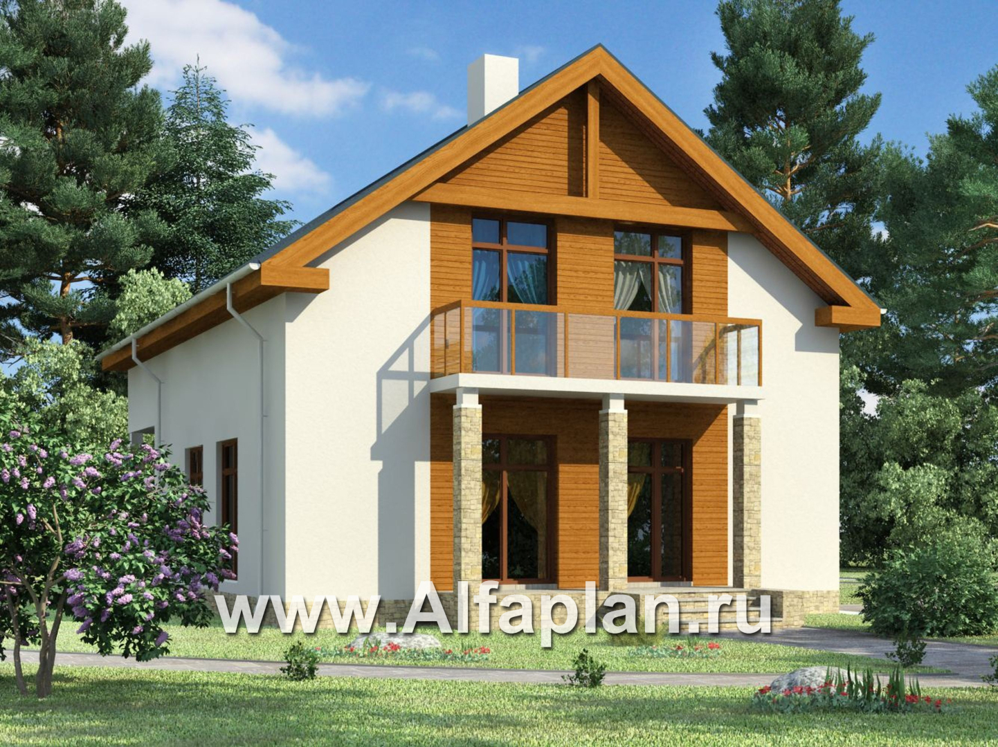 Проекты домов Альфаплан - Современный каркасный дом - основное изображение