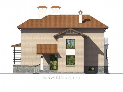 «Светлая жизнь» - проект двухэтажного дома из газобетона,с сауной в цоколе, с панорамным остеклением - превью фасада дома