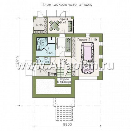 Проекты домов Альфаплан - «Берег» - современный компактный коттедж для небольшого участка - превью плана проекта №1