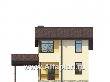 Проекты домов Альфаплан - Компактный каркасный дом для узкого участка - превью фасада №1