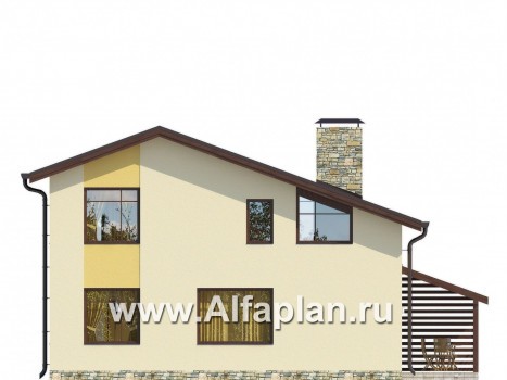 Проекты домов Альфаплан - Компактный каркасный дом для узкого участка - превью фасада №4