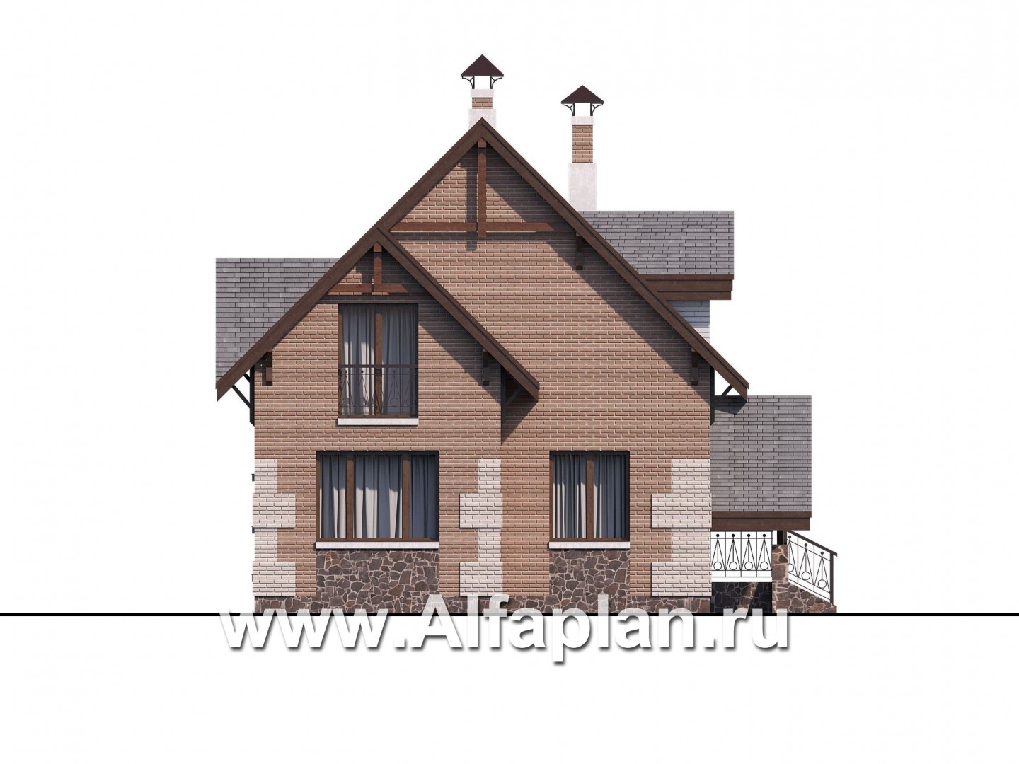 Проекты домов Альфаплан - «Улыбка» - компактный загородный дом - изображение фасада №3
