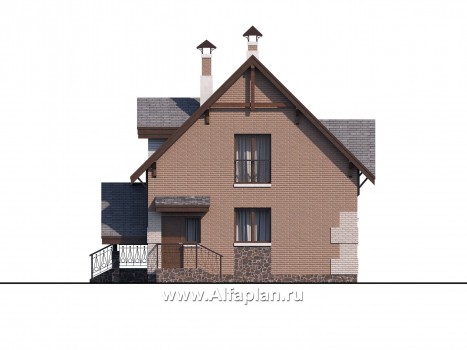 Проекты домов Альфаплан - «Улыбка» - компактный загородный дом - превью фасада №2