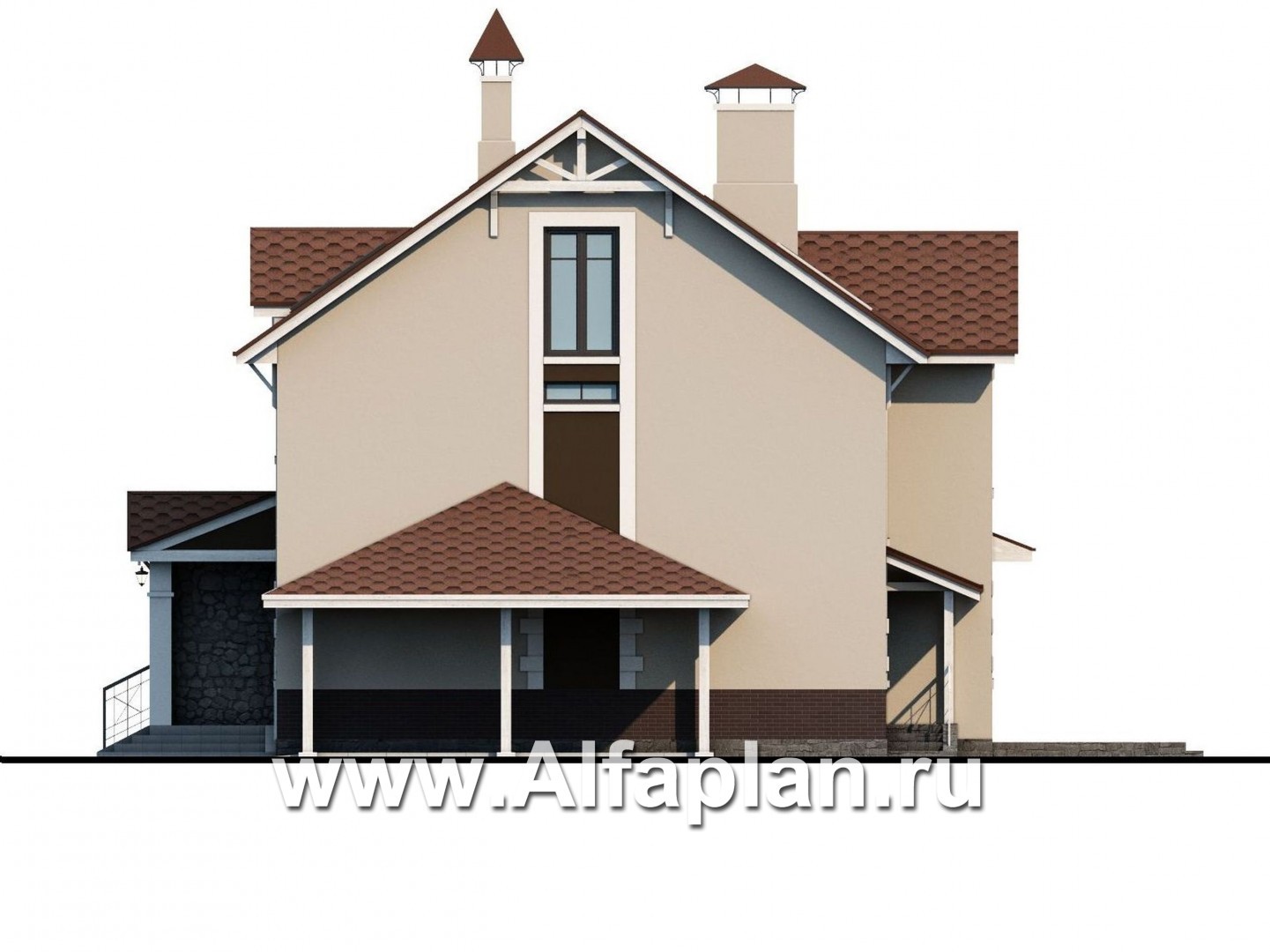 Проекты домов Альфаплан - «Оккервиль» - элегантный коттедж для большой семьи - изображение фасада №2