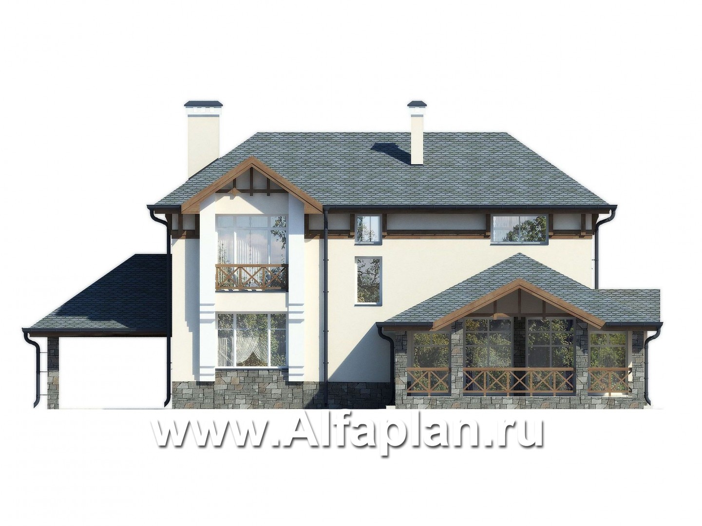 Проекты домов Альфаплан - Изысканный классический двухэтажный коттедж - изображение фасада №2
