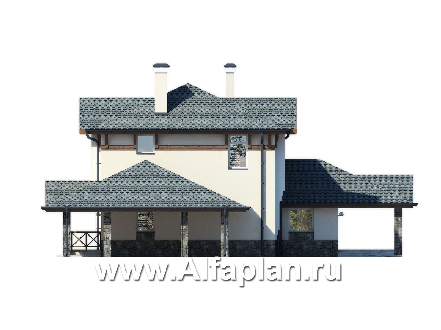 Проекты домов Альфаплан - Изысканный классический двухэтажный коттедж - изображение фасада №4