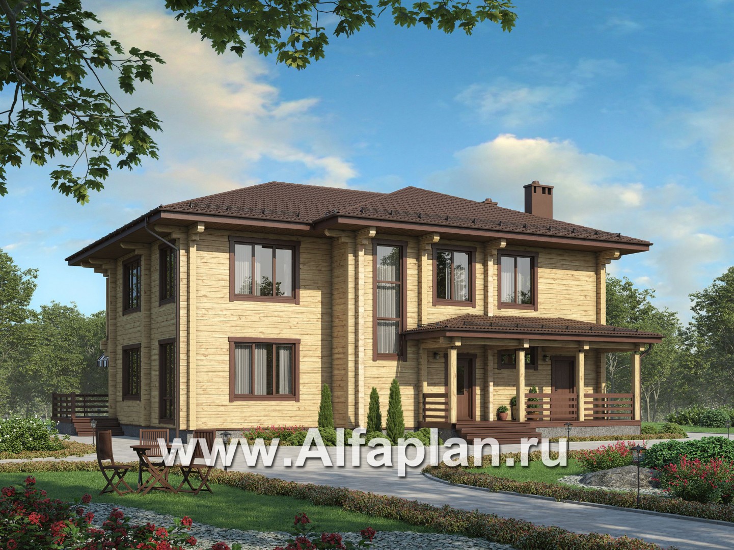 Проекты домов Альфаплан - Дом из бруса для большой семьи - основное изображение