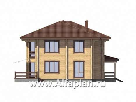 Проекты домов Альфаплан - Дом из бруса для большой семьи - превью фасада №4