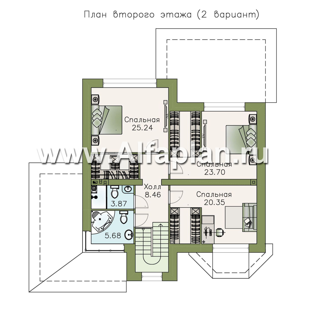 Проекты домов Альфаплан - «Оазис» - уютный коттедж с  комфортной планировкой - изображение плана проекта №3