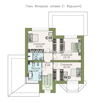 Проекты домов Альфаплан - «Оазис» - уютный коттедж с  комфортной планировкой - превью плана проекта №2