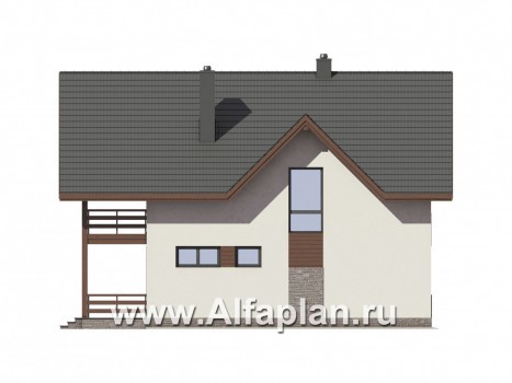 Проекты домов Альфаплан - Компактный дом с террасой - превью фасада №3