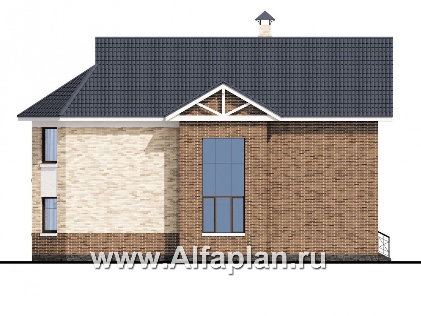 Проекты домов Альфаплан - «Чистые пруды»- компактный дом с гаражом - изображение фасада №2