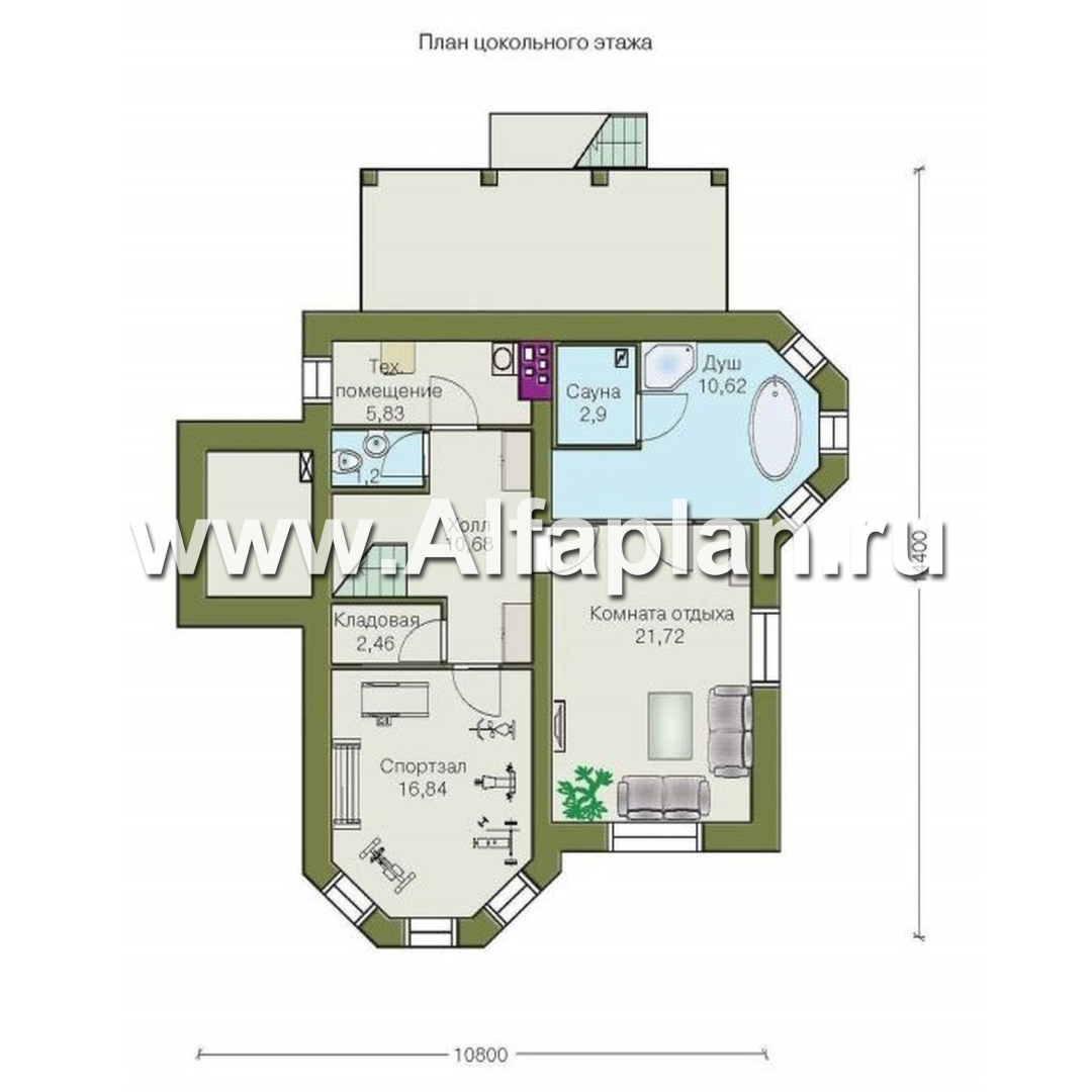 Проекты домов Альфаплан - «Лаура»- трехэтажный загородный дом с террасой - план проекта №1