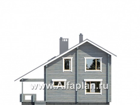 Проекты домов Альфаплан - Деревянный дом с простой двускатной кровлей - превью фасада №1