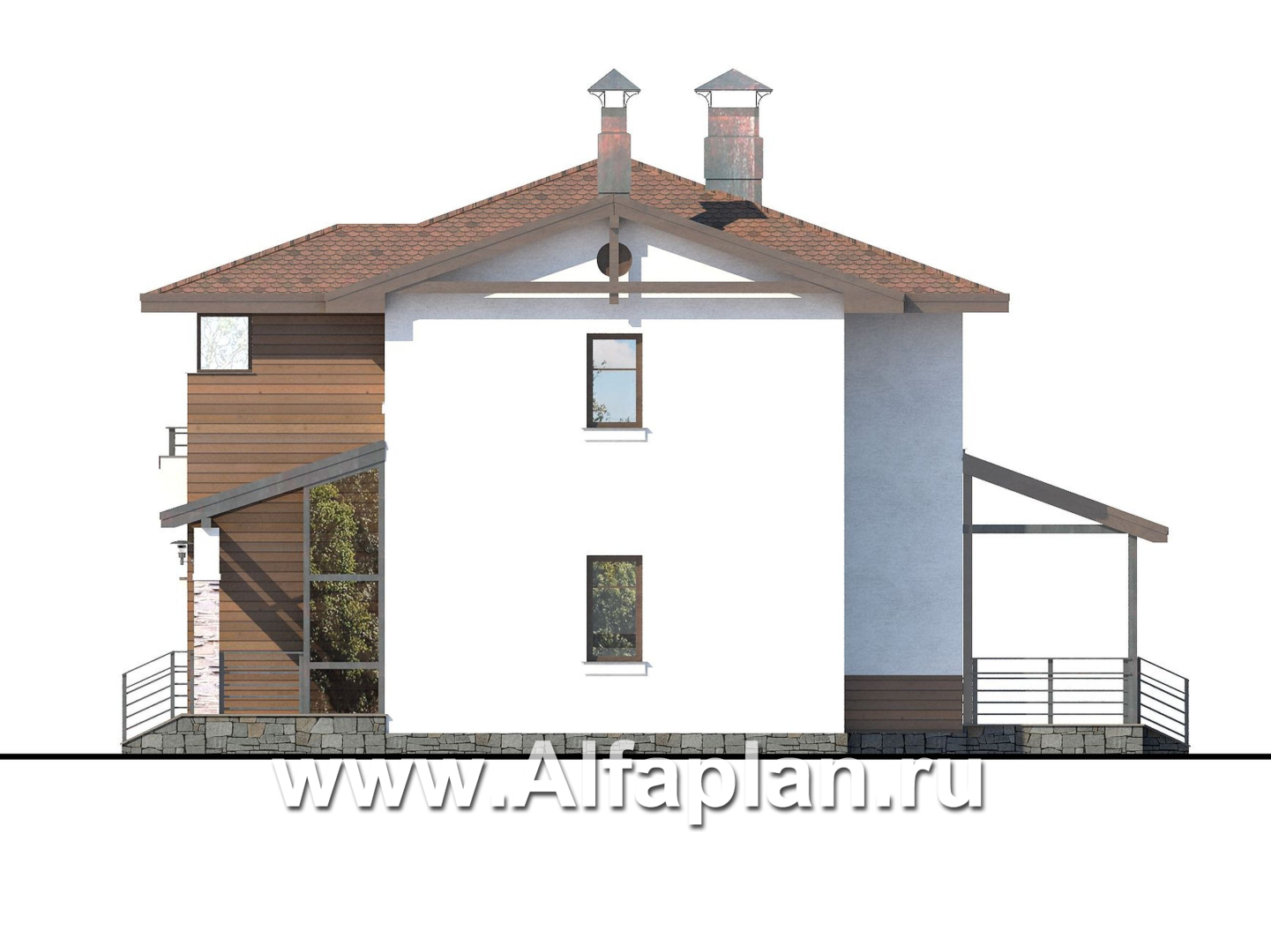 Проекты домов Альфаплан - «Тренд» - современный загородный дом - изображение фасада №2