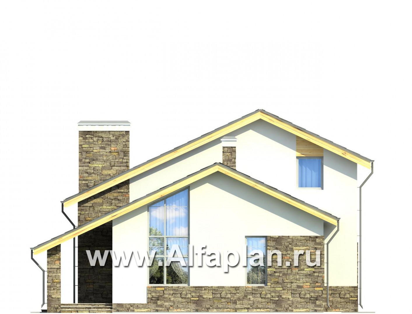 Проекты домов Альфаплан - Коттедж для большой семьи - пять спален - изображение фасада №2