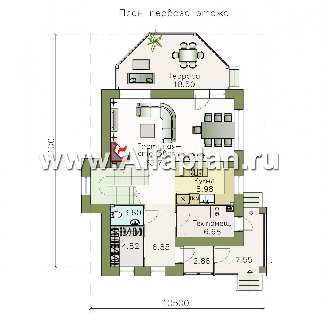 Проекты домов Альфаплан - «Фея сирени» — изящный дом для небольшого участка - план проекта №1