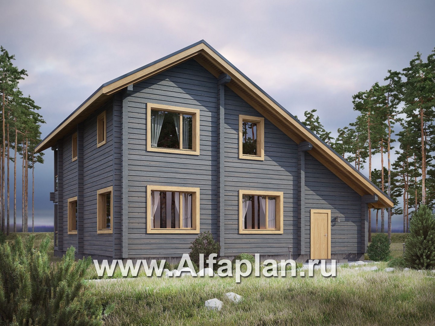Проекты домов Альфаплан - Деревянный загородный дом с гаражом - дополнительное изображение №2