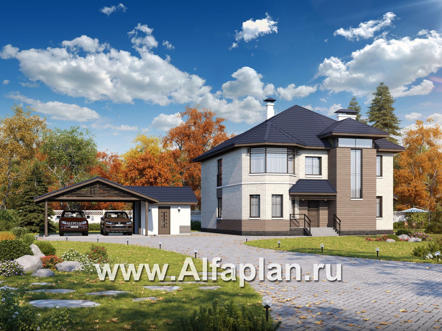 Проекты домов Альфаплан - «Гольфстрим»_ДУО - основное изображение