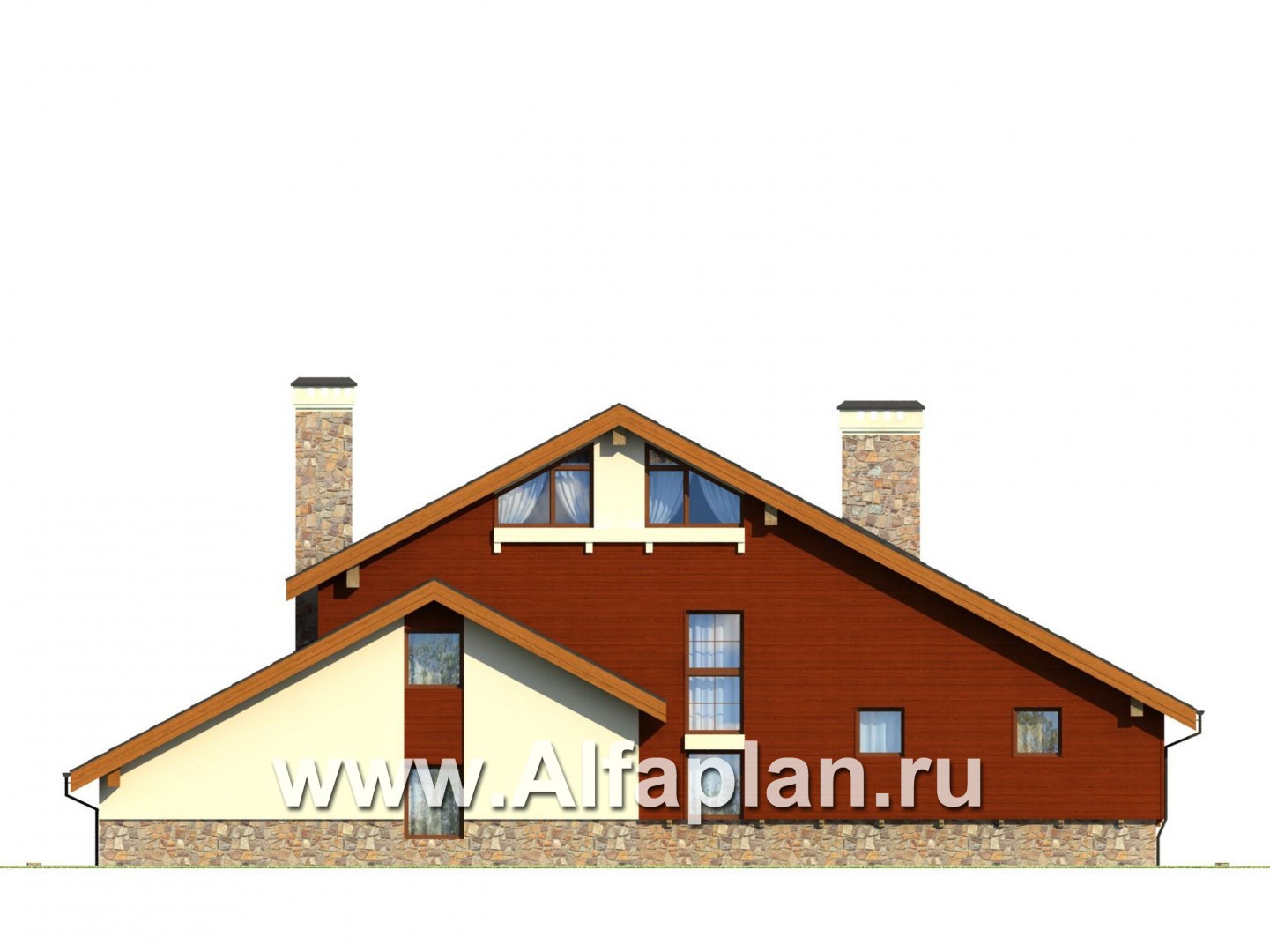 Проекты домов Альфаплан - Дом на рельефе - изображение фасада №2
