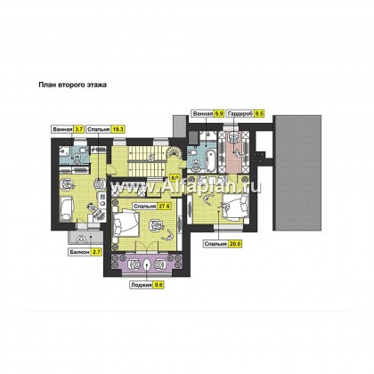 Проекты домов Альфаплан - Дом на рельефе - превью плана проекта №3