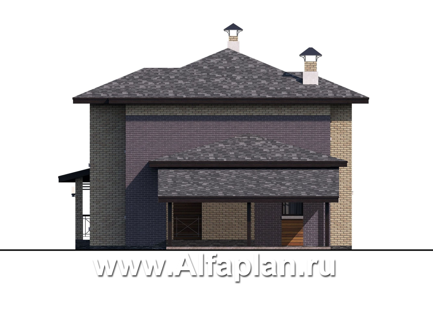 Проекты домов Альфаплан - «Стимул» - рациональный загородный дом с навесом для машины - изображение фасада №2