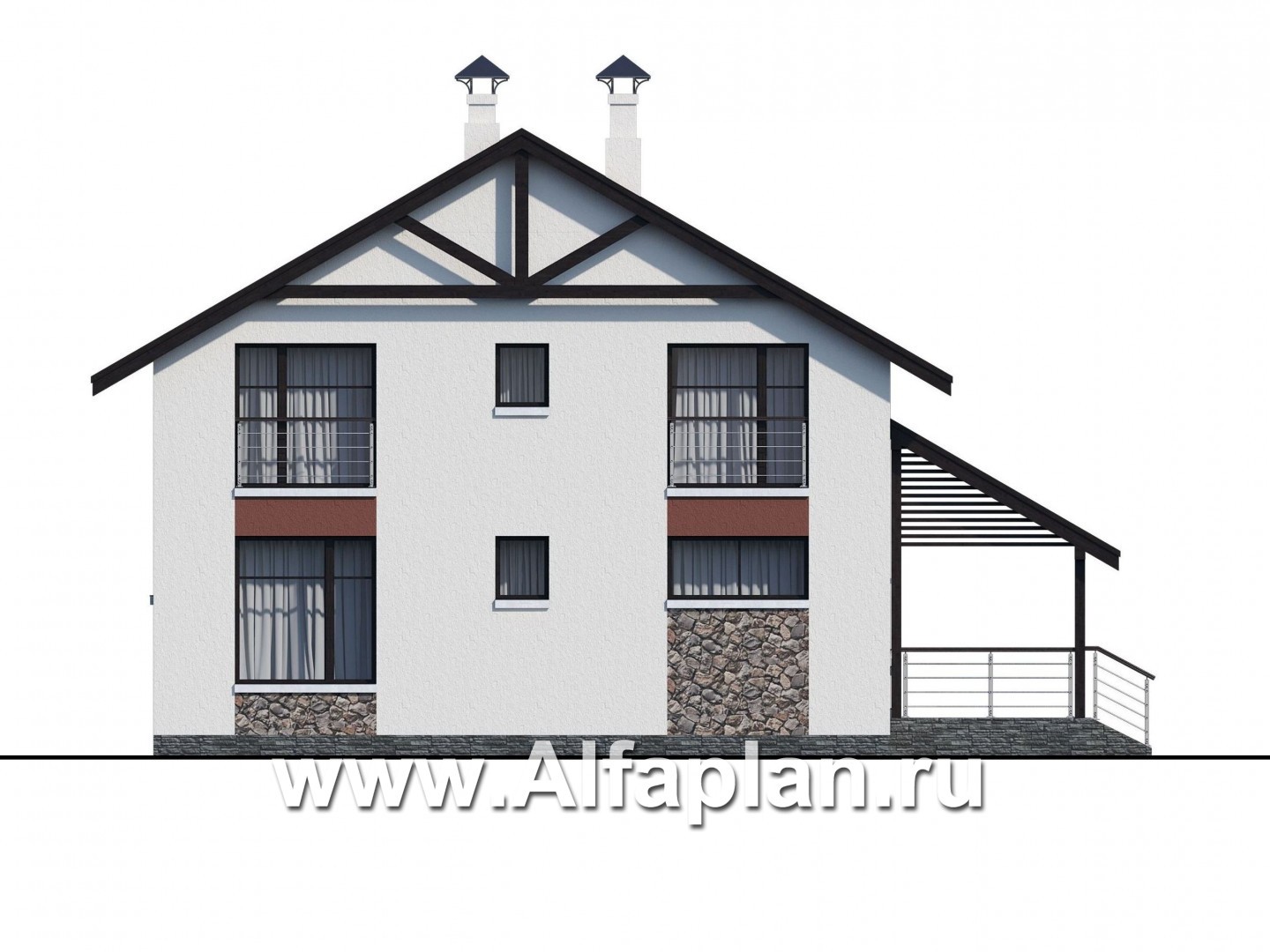 Проекты домов Альфаплан - Компактный дом с пятью спальными комнатами - изображение фасада №4