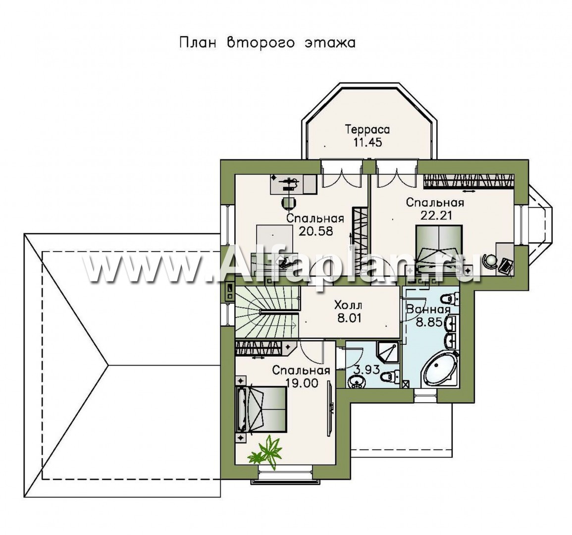 Проекты домов Альфаплан - «Приорат»- элегантный проект коттеджа - изображение плана проекта №2