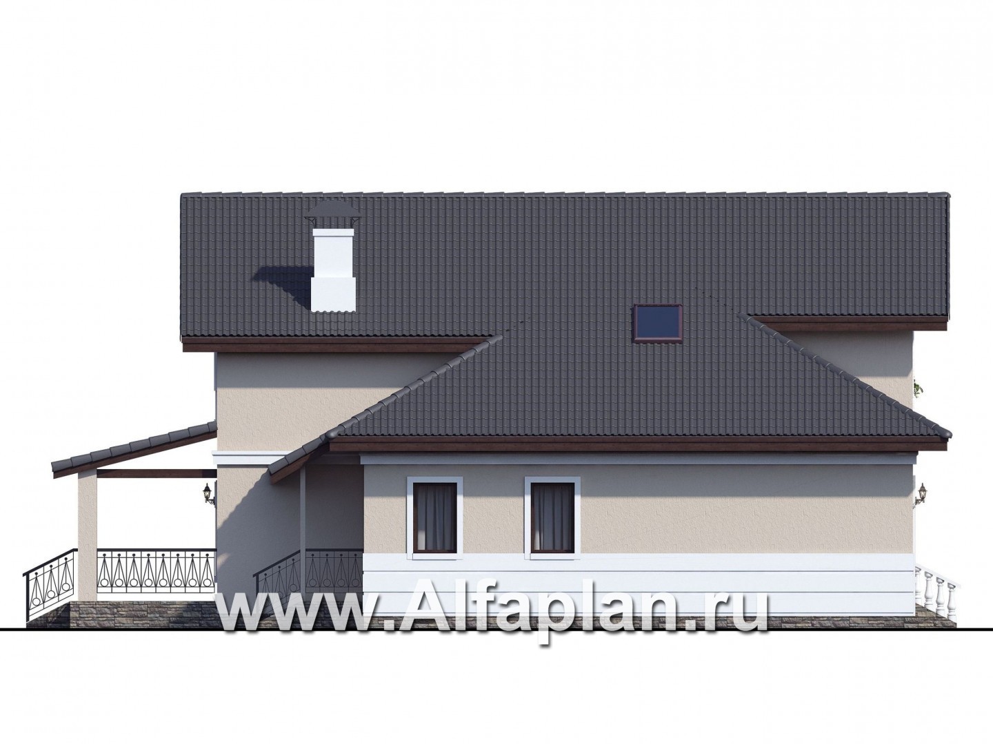 Проекты домов Альфаплан - «Любвино» - проект дома в стиле русской усадьбы - изображение фасада №3