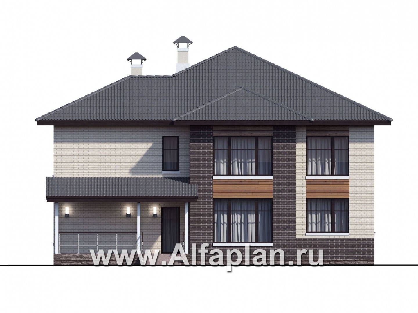 Проекты домов Альфаплан - «Киприда» — просторный коттедж в современном стиле - изображение фасада №4
