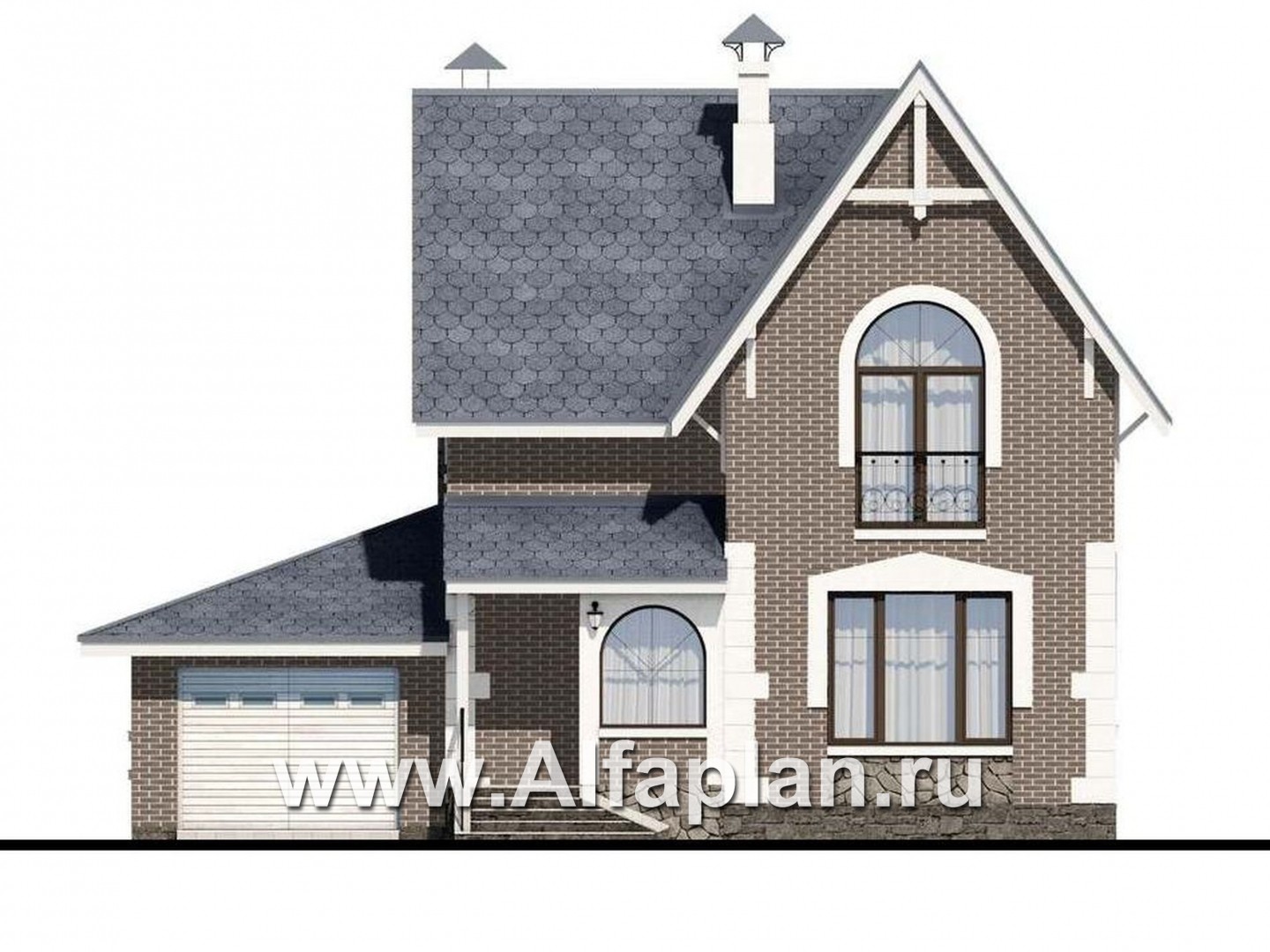 Проекты домов Альфаплан - «Оптима»- красивый дом с гаражом для загородного отдыха  - изображение фасада №1